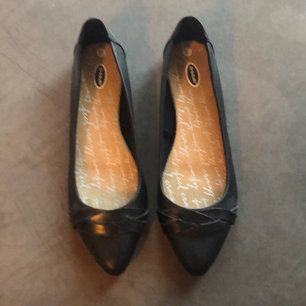 Black leather flats Dr Schools